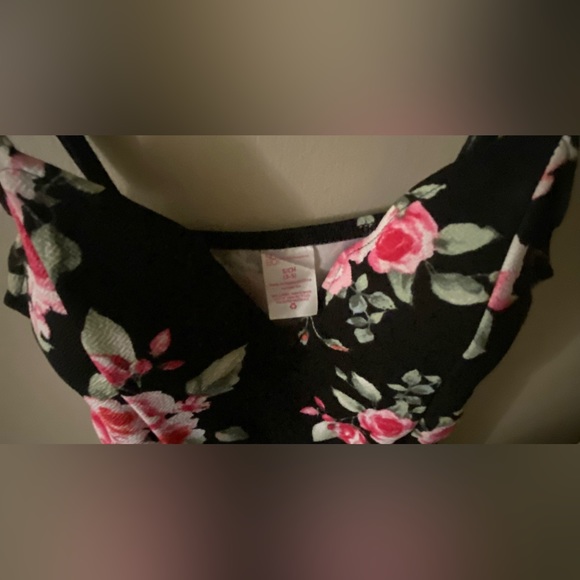 Beautiful Black Floral Adjustable Spaghetti Strap Dress - Picture 2 of 8